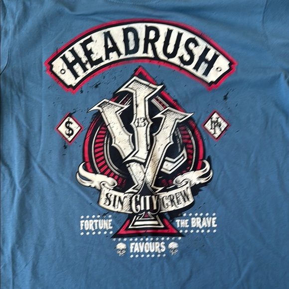 Headrush Y2K style Blue Short Sleeve Tee with Graphic Design - Picture 2 of 6